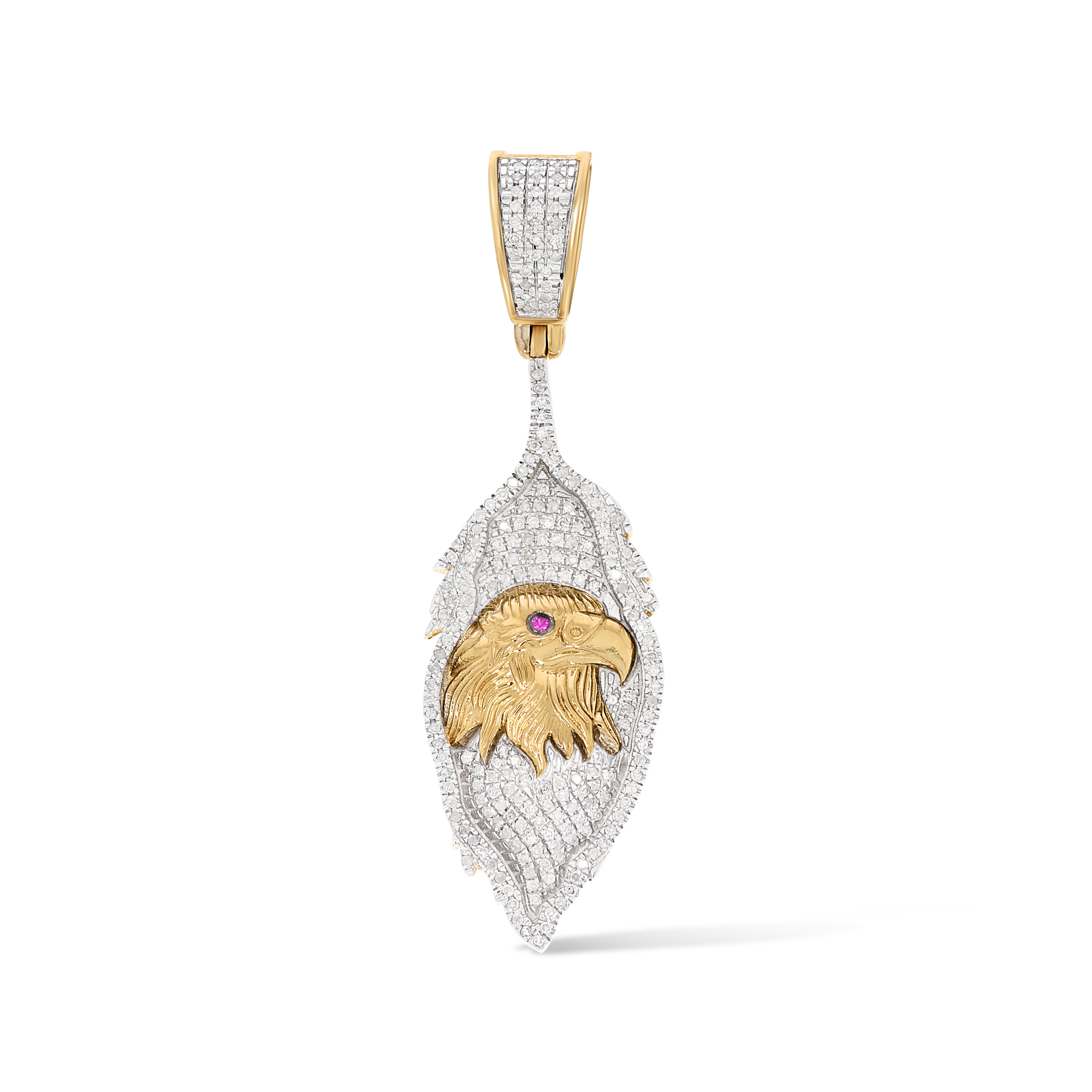 Diamond Eagle Head Fancy Design Pendant 0.36 ct. 10k Yellow Gold